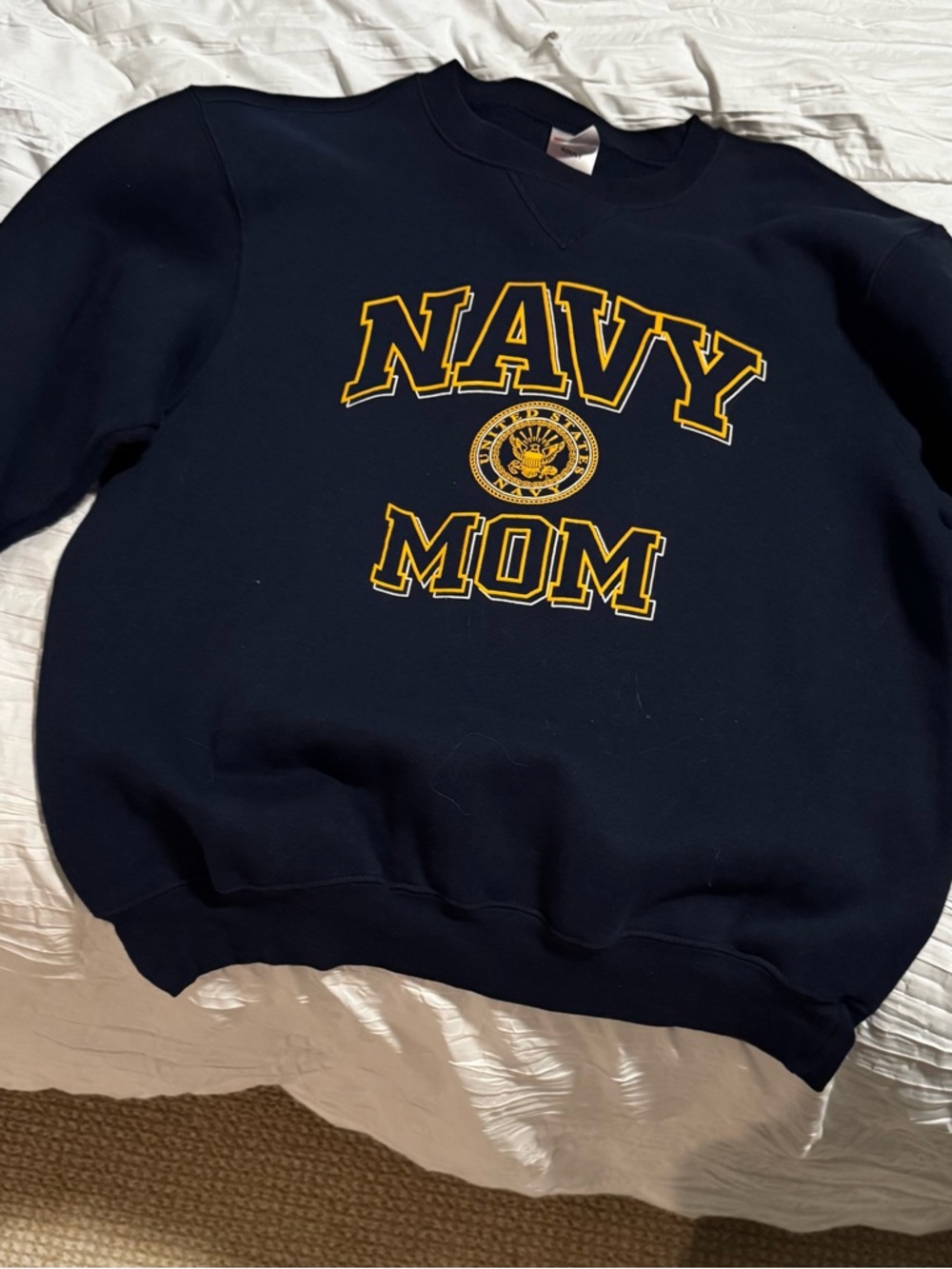Soffe Navy Mom Crewneck Sweatshirt - Navy with Gold Lettering